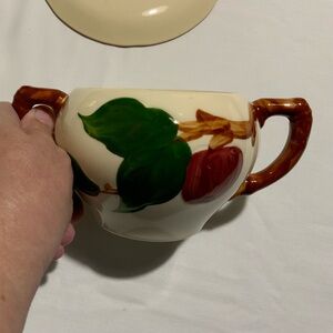 Vintage Franciscan Apple pattern sugar bowl and saucer.